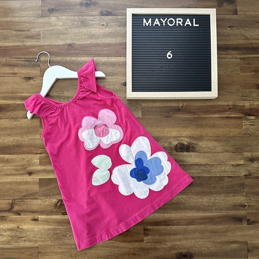 Mayoral Pink Floral Appliqué Casual Dress